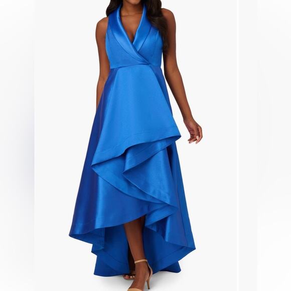Adrianna Papell Dresses & Skirts - NWT Adrianna Papell high low tuxedo satin gown in Ultra Blue Royal Cobalt, 6